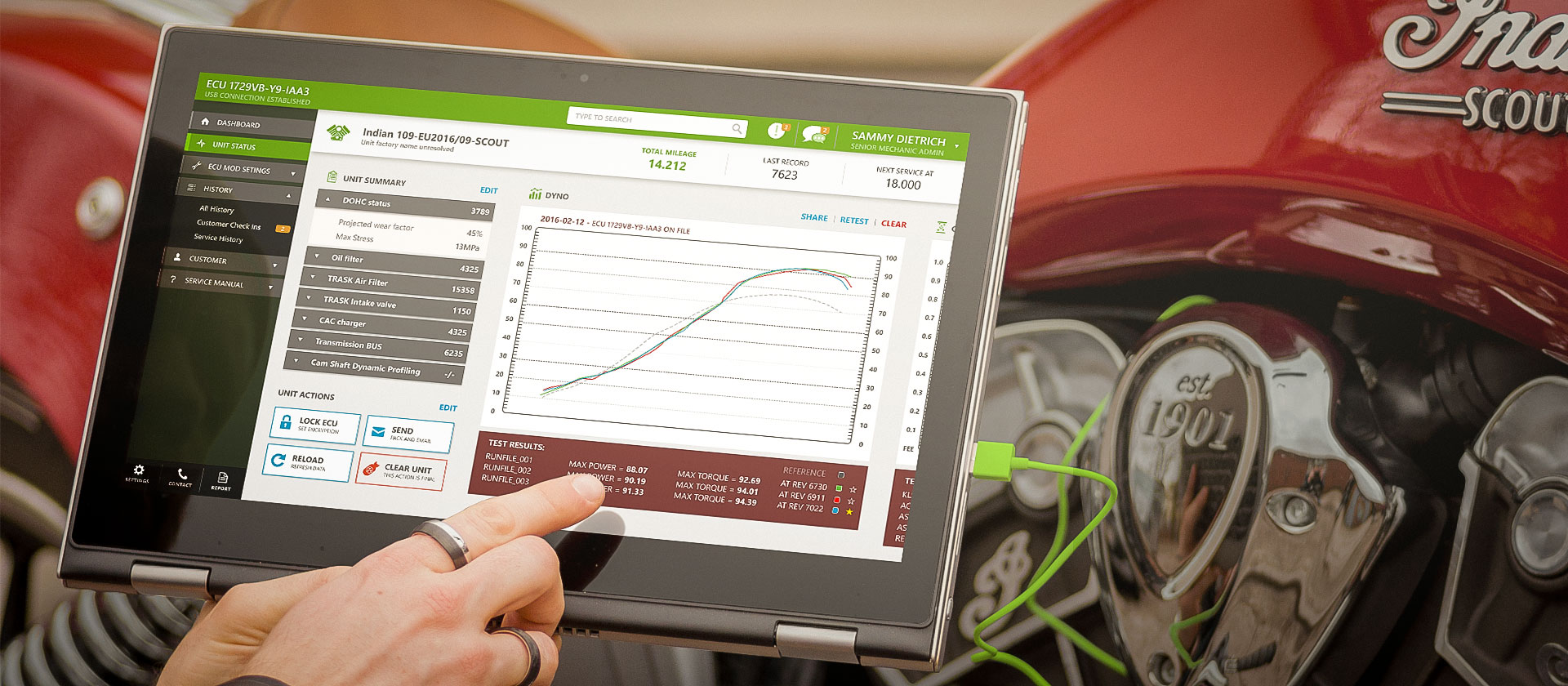 Image of Indian motorcycle engine service application